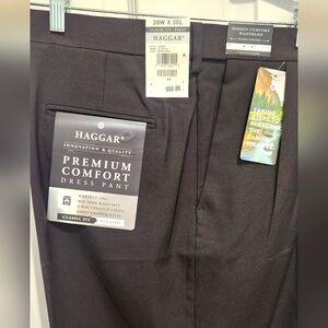 NEW PRICE: NWT: HAGGAR Black Classic Fit, Pleated Dress Pants 38x30